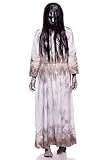 Mask Paradise Samara Horror Film Kostüm Damen Halloween Ring TV Set Grau Kleid Perücke 34-46