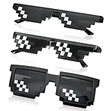 O-Kinee Pixel Mosaik Brille 3 Pack ，MLG Brille Pixelbrille Sonnenbrille Pixel Brille Lustig Spielzeug Mosaik Sunglasses Ideal für Partys und Verkleidungen (3 Pack)