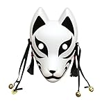 YangYong Fuchsmaske, mittelgroße Kitsune Kabuki-Maske für Jungen, japanische Comic-Anime-Thema-Kostümmaske für Maskenball, Party, Halloween