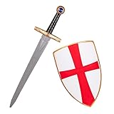 Boland 43998 - Kostüm-Set Kreuzritter, Schwert 50 cm, Schild 30 x 20 cm, Ritter, Zubehör, Waffen-Set aus Kunststoff, Karneval, Mottoparty