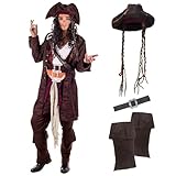 Fun Shack Piraten Kostüm Herren, Piratenkostüm Herren Komplett, Herren Piratenkostüm, Kostüm Pirat Herren, Kostüm Herren Pirat, Piraten Kostüm Männer, Piratenkostüm Erwachsene, Pirat Kostüm M