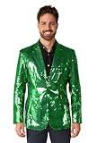 Suitmeister Grüner Blazer für Herren - Weihnachten, Silvesterparty, St. Patrick's Day Pailletten Anzugjacke Partykostüm