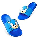 SONIC THE HEDGEHOG Badelatschen Sommer | Badeschuhe für Jungen und Mädchen in der Größe 28-34 | Hochwertige Badeschlappen Strand oder Zuhause | Robuste Kinder Hausschuhe (Blau, numeric_28)