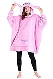 Disney Oversize Pullover Damen, Lilo und Stitch Kuschel Kapuzenpullover Damen und Teenager - Geschenke für Frauen (Rosa Angel)