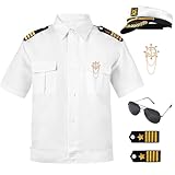 Spooktacular Creations Herren-Matrosenkostüm, Yachtkapitän-Set mit Kapitänshut, Hemd, Brille, Pfeife und Abzeichen für Halloween-Kostüm Cosplay-M