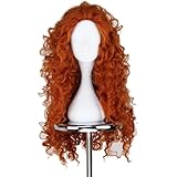 RiRaku Anime Cosplay Perücke Merida Long Curly Wave Orange Halloween Kostüm Cosplay Perücke,Für Party Karneval Weihnachten