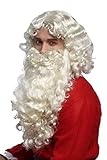 WIG ME UP - 46-A+B-ZA613 Perücke und Bart Set Deluxe Weihnachtsmann Santa Claus Nikolaus Ruprecht Gott Hellblond