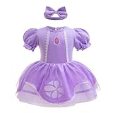 Lito Angels Prinzessin Sofia die Erste Kostüm Kleid Verkleidung für Baby Mädchen, Body Strampler mit Stirnband Größe 12-18 Monate 86