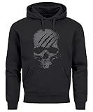 Neverless Hoodie Herren Totenkopf Skull Totenschädel Skelett Print Aufdruck Fashion Streetstyle schwarz L