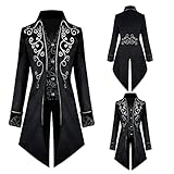 TTOKGZG Herren Steampunk Frack Mantel, Vintage viktorianischen Gothic Frack Mittelalter Renaissance Jacke Cosplay Halloween Kostüm（Schwarz,XL）