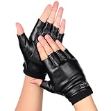 LIOOBO Pu-lederhandschuhe Radfahren halbfinger runde Taktische Handschuhe fahrhandschuhe für männer Frauen (schwarz)