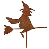 MM Steel Styles Edelrost Hexe Beetstecker/Gartenstecker-einsteckbare Rostdeko aus hochwertigem Cortenstahl für Garten, Terrasse - Gartendeko rost