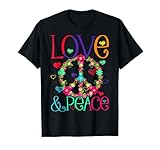 Flower Power Hippie Kostüm Love Peace 60er 70er Retro T-Shirt