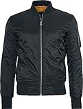 Urban Classics TB861 Herren Jacke - Basic Bomber Jacket, Bomberjacke mit aufgesetzter Tasche und Zipper am Arm, Schwarz (black 7), Gr. Medium