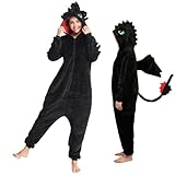 Fehodun Ohnezahn Onesie Erwachsene Drachen Onesie Pyjamas Niedliche Tier Winter Nachtwäsche Halloween Weihnachts Cosplay Toothless Kostüm