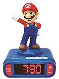 Lexibook - Nintendo Super Mario - Wecker Nachtlicht, Leuchtfigur, Auswahl aus 6 Alarmen, 6 Soundeffekten, Uhr, Wecker für Jungen und Mädchen, Snooze, für 3 plus Jahren, Blau/Rot - RL800NI