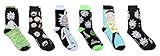 RICK AND MORTY 6 Paar Athletic Crew Socken für Herren – Rick, Morty, Mr. Meeseeks, Squanchy Schuhgröße 39-47, Schwarz, 37.5-46 EU