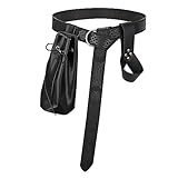 XZQTIVE Mittelalterlicher Rittergürtel für Herren Damen Renaissance Wikinger Gürtel mit Schwert Holster Tasche für LARP Halloween Cosplay Kostüm,Schwarz
