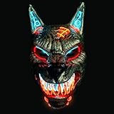 Original Cup Wolfman LED-Maske | Premium-Qualität | Hartplastik | 3 Blinkmodi | LED-Maske | Halloween | Neon | 100% Horror | 100% Spaß