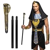Boland 00798 - Schlangen Zepter, 3-tlg, ca. 82 cm, Kostüm Zubehör für Karneval, Mottoparty und Halloween, Accessoire für Voodoo oder Afrika Verkleidung, Schwarz/Gold
