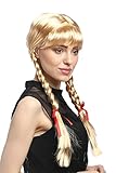 WIG ME UP - XR-008-P02 Perücke Damen Karnveval Fasching Cosplay Zöpfe geflochten mit Schleifen Pony Schulmädchen Lolita Blond Goldblond ca. 60 cm