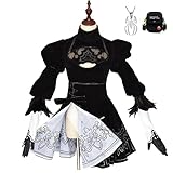 JOHLCR Anime Nier:Automata Cosplay Kostüm mit Halskette und Tasche Geschenk für Manga-Liebhaber Halloween-Karneval-Party-Verkleidung Outfits Uniform für Bühnenaufführungen, Anime-Messen (M, Schwarz)
