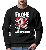 MoonWorks Sweatshirt Herren Weihnachtspullover Frohe Weihnachten Aufdruck Dabbing Santa Weihnachtsoutfit Männer schwarz XXL