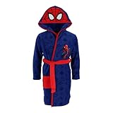 Marvel Spiderman Bademantel Kinder Jungen Fleece Spiderman Kinder Morgenmantel mit Kapuze Warm Geschenk Gr. 98-128cm (DE/NL/SE/PL, Alter, 7 Jahre, 8 Jahre, Regular, Blau)