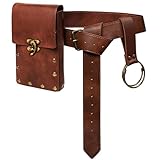 Orgoue Gürteltasche, Hüfttasche, Bauchtasche, Steampunk, Handyhalter, Mittelaltertasche, Ledergürtel, Renaissance, Cosplay, Kostüm-Zubehör, braun, modisch