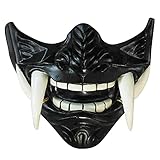 spier Halloween Maske - Japanische Samurai Prajna Maske, Dämon Samurai Halbmaske Cosplay Kostüm Requisiten