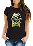 MoonWorks Weihnachtsshirt Damen Spruch T-Shirt Weihnachten Grinch Nein Frauen schwarz M
