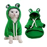 Frosch Form Haustierkostüm, Niedlicher Frosch Form Pullover, Hundekostüme Für Haustiere, Hunde Hoodie, Winter Grün Hundekleidung, für Halloween Cosplay, Geeignet für 6–9 Pfund, Grün, M