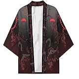 QYIFIRST Herren Damen Uchiha Clan Ichizoku uchiwa Strickjacke Umhang Mantel Kimono Cosplay Kostüm Schwarz 4XL