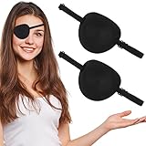 2 Stück Augenklappe Erwachsene Kinder Augenpflaster Medizinische Augenklappe Schwarz Verstellbar Einzelne Augenmaske Cosplay Piraten Augenmaske Augenklappe Täglicher Gebrauch