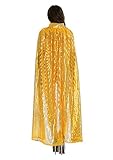 FakeFace Damen Herren Karneval Halloween Kapuzenumhang Halloween Kostüm Lange Pailletten Kostüm Cosplay Requisiten Set für Erwachsene und Kinder,Gelb
