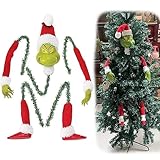 Micmetago Green Grump Deko für Weihnachten - Green Grump Weihnachtsdeko für Weihnachtsbaum mit Kopf und Gliedmaßen, Lustig Weihnachtsbaumschmuck Baumschmuck, Christmas Tür Kranz Christbaumschmuck