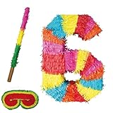 Party Factory Pinata Zahlen Set 0-9 + Stab + Augenmaske Kinder Geburtstag Schlag-Pinata 50 x 35 x 8cm Dekoration Geburtstagsdeko (6)