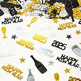 GoldRock Konfetti Streudeko Silvester Deko 2025, Silvester Streudeko Gold Schwarz,Glitzer Silvester Tischdeko Konfetti Silvester,Happy New Year Deko,Streudeko Neujahr Deko Silvester Party,Neujahrsdeko