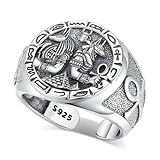 INFUSEU Offener Größenring, Verstellbar 925 Sterling Silber Modell 7-8 Zweiköpfige Schlange/gelada/umarmung/wolverine/orang-utan/drache/pentagramm Ring Geschenk für Sie (Anubis)