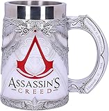Nemesis Now B5296S0 Officially Licensed White Game Tankard, Resin w. Stainless Steel Bierkrug, offiziell lizenziert, Assassins Creed, Kunstharz mit Edelstahl, multicolor, 15.5cm