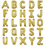 XXL Groß Buchstaben A Ballon Gold Helium Luftballons Riesen Mylar Alphabet Folienballon Jubiläum Babyparty Hochzeit Geburtstag Party Dekoration 100CM(Gold A)