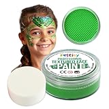 Festicy Profi Theaterschminke Grün, 20g, inkl. Schwamm | EN 71-3 & Reach Zertifiziert | Ideal als Schminke Fasching & Karneval | Für min. 30 Gesichter | Kinderschminke, sicher & hautfreundlich