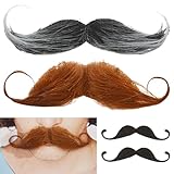 4 Stück Schnurrbart zum Ankleben,Schnurrbart Selbstklebend,Schnauzer,Schnauzbart zum Ankleben,Lustige 80er Jahre Schwarze Schnurrbart,Halloween Weihnachten Party Cosplay Schnurrbart zum Ankleben