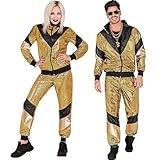W WIDMANN MILANO Party Fashion - Kostüm Trainingsanzug 80er Jahre, Disco Kugel, Jogginganzug, Retro-Style, für Karneval, Mottopartys