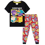 Pokemon Schlafanzug Jungen Pyjama Kinder 4-14 Jahre Sommer Winter Nachtwäsche Oberteil Kurz Pyjamahose Lang (Multi/Schwarz 11-12 Jahre)
