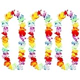 3 Stück Hawaiianische Girlanden mit Rüschen Hula Aloha Hawaii Halskett Luau JGA Hawaiianische Blumenketten Kostüm Deko für Kinder Erwachsene Strand Tropisch Geburtstag Party Zubehör Präsent