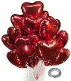 CozofLuv 25 Stück 18 Zoll Rot Herzballons Folienballons Luftballons Herzform Heliumballons Herzluftballons für Geburtstag Valentinstag Hochzeit Verlobung