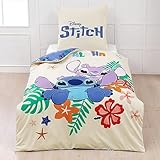 MTOnlinehandel Stitch Bettwäsche Bettbezug 135x200 80x80 Baumwolle · Kinderbettwäsche Teenagerbettwäsche Aloha Stitch & Lilo · 2 teilig
