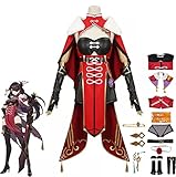 Genshin Impact Kostüm, Beidou Cosplay Outfits Anzug für Maskerade, Genshin Theme Beidou Halloween Karneval Party Jacke Anzug Kleidung mit Accessoires,Rot,S