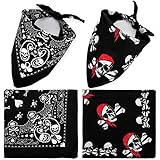 SATINIOR 2 Stück Halloween Schädel Paisley Bandanas Totenkopf Stirnband Kopftücher Totenkopf Schwarz Piraten Bandana mit Doppelseitigem Weiß Totenkopf Bandanas für Herren Damen Kostüm Zubehör
